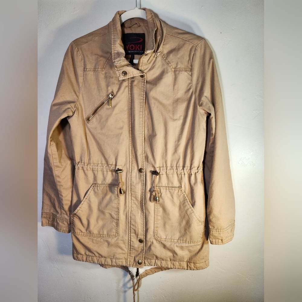 YOKI outerwear Lined Cotton Blend Draw String Waist Utitity Jacket Sz M
